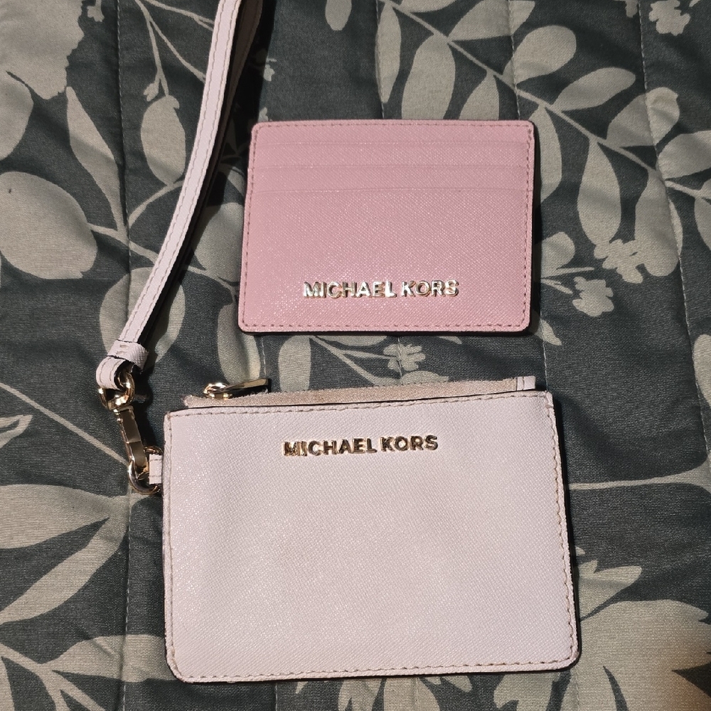 Michael Kors Pink and White Clutch Set